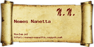 Nemes Nanetta névjegykártya